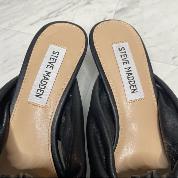 Steve Madden Athena Black Faux Leather Heeled Sandal 7M - Picture 12 of 14